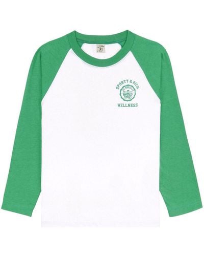 Sporty & Rich Emblem T-Shirt mit Logo-Print - Grün