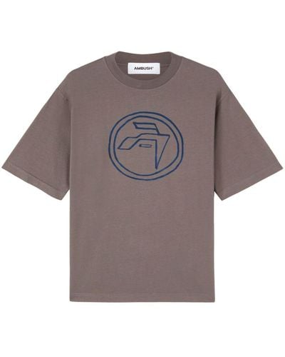 Ambush Emblem-print Organic-cotton T-shirt - Grey