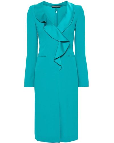 Alberta Ferretti Midi-jurk Met Ruche - Blauw