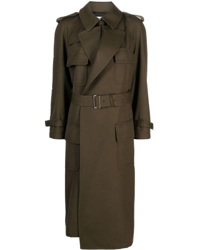 Comme des Garçons Belted Wool Trench Coat - Green