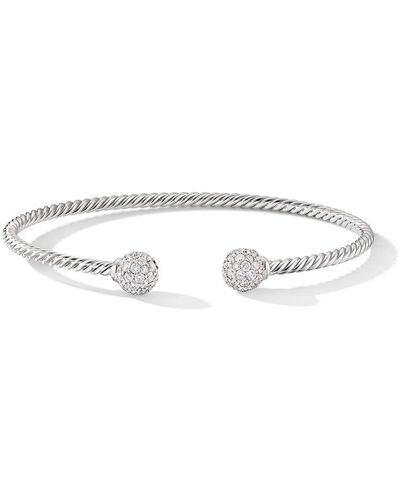 David Yurman 18kt white gold 7mm Solari diamond cuff - Mettallic