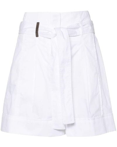 Peserico Belted Poplin Shorts - White