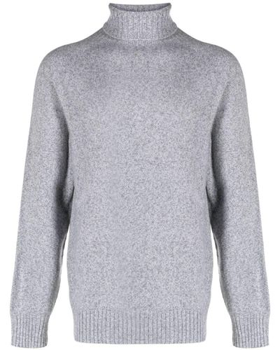 Officine Generale Mélange-effect Roll-neck Jumper - Blue