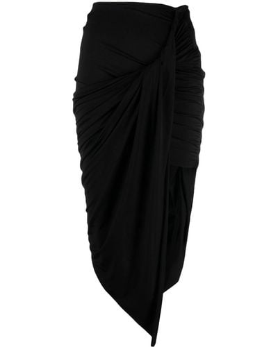 Mugler Jupe asymétrique drapée à taille haute - Noir