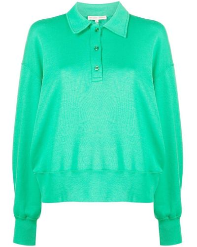 Filippa K Button-placket Long-sleeved Polo Sweater - Green