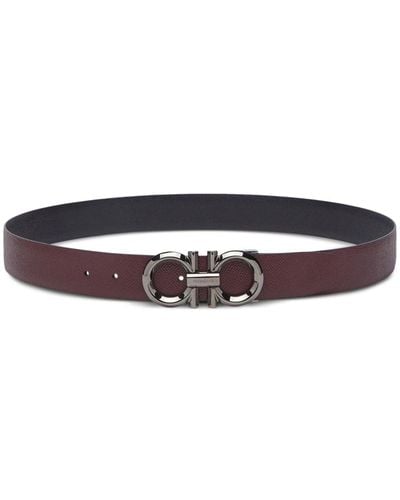 Ferragamo Gancini Reversible Leather Belt - Red