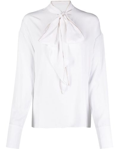 Genny Pussy-bow Collar Shirt - White