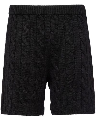 Prada Cable-knit Cashmere Shorts - Black