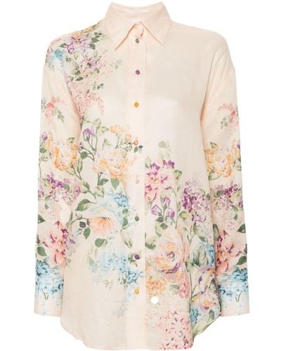 Zimmermann Halliday Floral-print Shirt - White