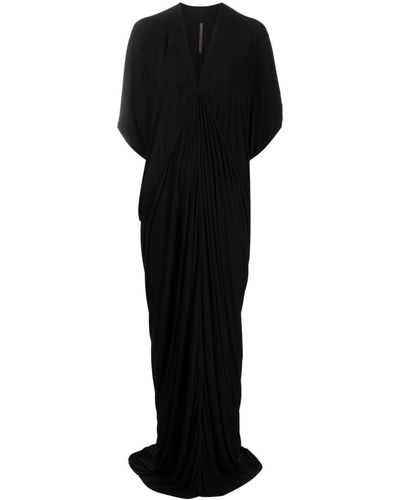Rick Owens V-neck Jersey Gown - Black