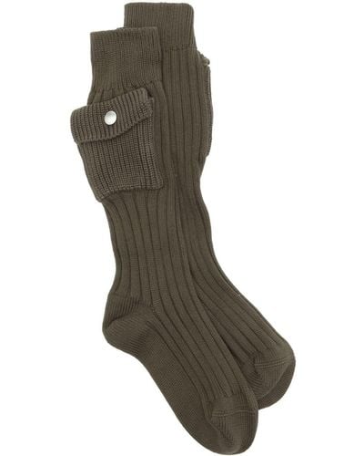 Jil Sander Side-pocket Ribbed-knit Socks - Grey
