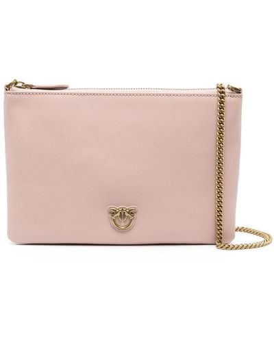 Pinko Bolso satchel con placa del logo - Rosa