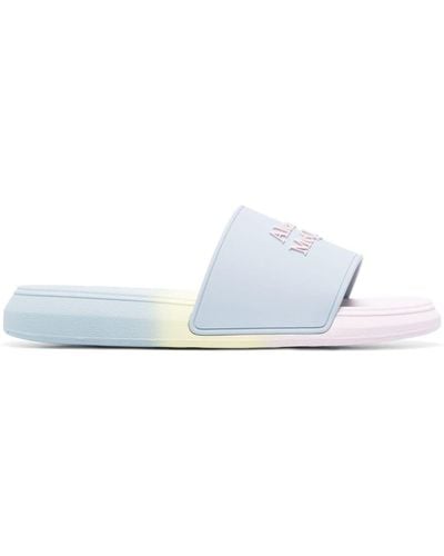 Alexander McQueen Logo-patch Open-toe Slides - White