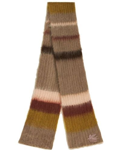 Etro Striped Ribbed-knit Scarf - Brown
