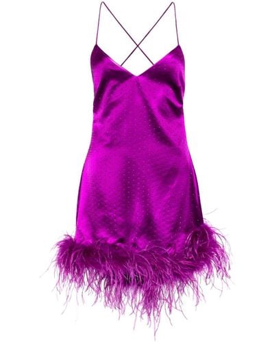 retroféte Susana Feather-trim Satin Minidress - Purple