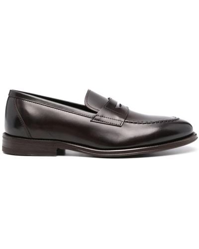 Henderson Penny-slot Leather Loafers - Grey