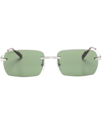 Cartier Rectangle-frame Tinted-lenses Sunglasses - Green