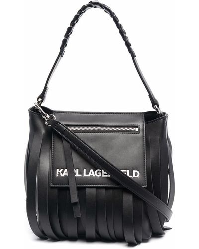 Karl Lagerfeld K/fringe Mini Hobo Bag - Black