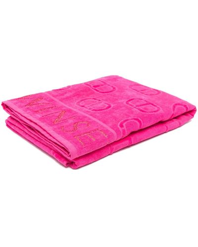 Twin Set Flocked-logo Beach Towel - Pink