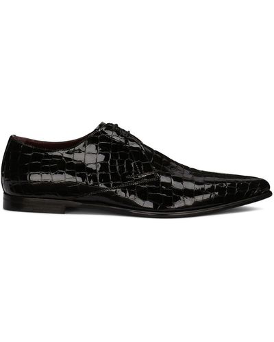 Dolce & Gabbana Crocodile-embossed Derby Shoes - Black