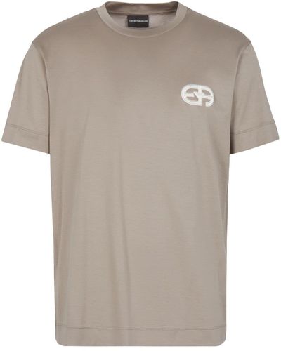 Emporio Armani Logo-embroidered Crew-neck T-shirt - Grey