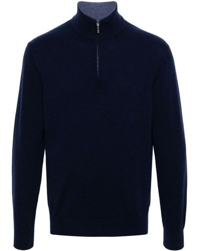 Cruciani Half-zip Cashmere Sweater - Blue