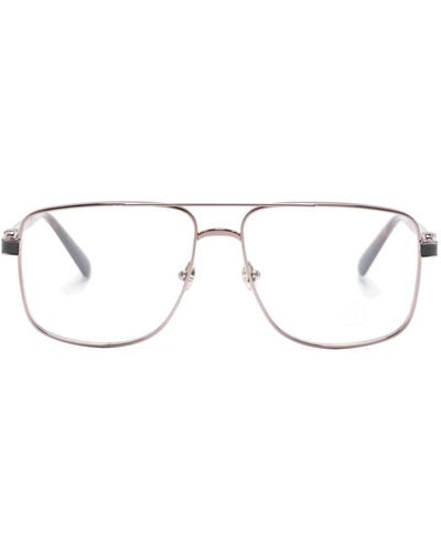 Moncler ML5178 Brille mit eckigem Gestell - Natur
