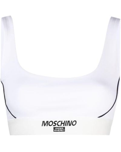 Moschino ロゴ ストレッチブラ - ホワイト