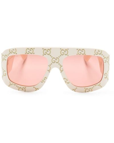 Gucci GG Monogram Pilot-frame Sunglasses - Pink