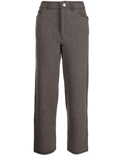 Barrie Knitted Straight-leg Trousers - Grey