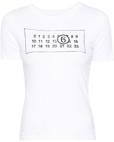 MM6 by Maison Martin Margiela Numbers-motif Cotton T-shirt - White