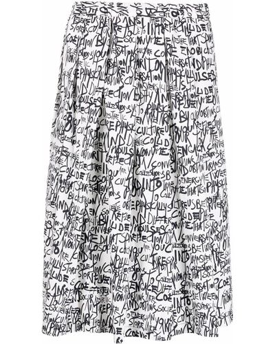 Societe Anonyme Writing-print Pleated Midi Skirt - White