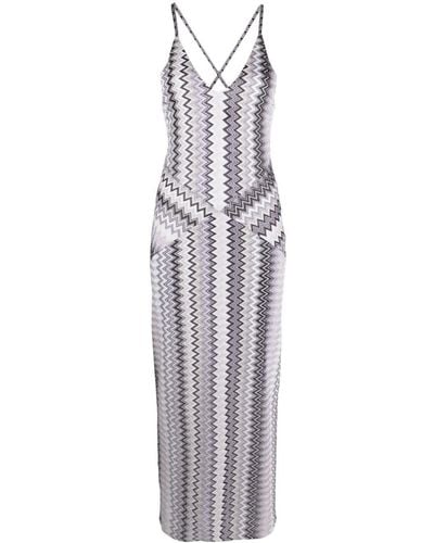 Missoni Zigzag-pattern Lurex Midi Dress - White