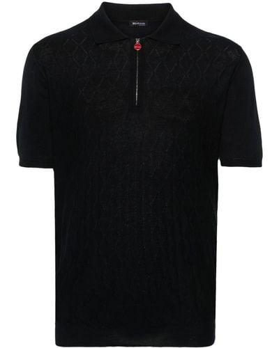 Kiton Gebreid Poloshirt - Zwart