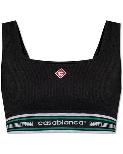 Casablanca Logo-embroidered Crop Top - Black