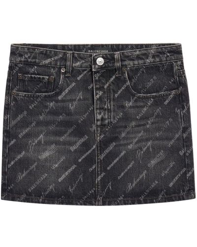 Balenciaga Logomania Low-waist Miniskirt - Black