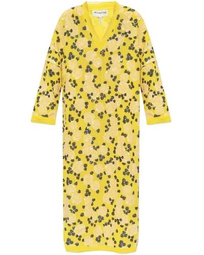 Munthe Olight Sequin-embellished Midi Dress - Yellow