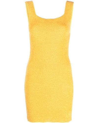 Patou Textured Knit Mini Dress - Yellow