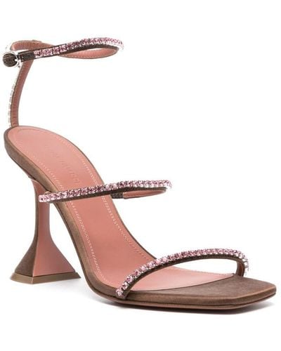 AMINA MUADDI Gilda Crystal Embellished Sandals - Pink