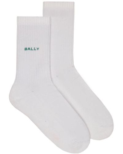 Bally Socken mit Logo-Stickerei - Weiß