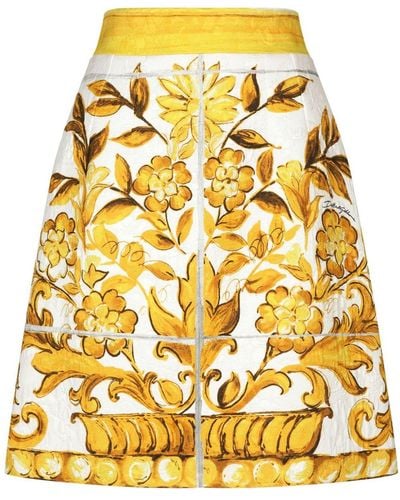 Dolce & Gabbana Majolica-print Pencil Skirt - Yellow