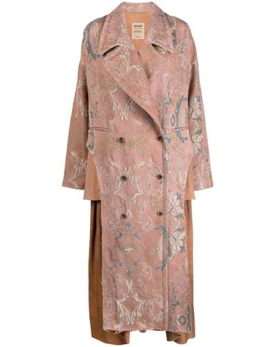 Uma Wang Jacquard layered double-breasted coat - Rosa