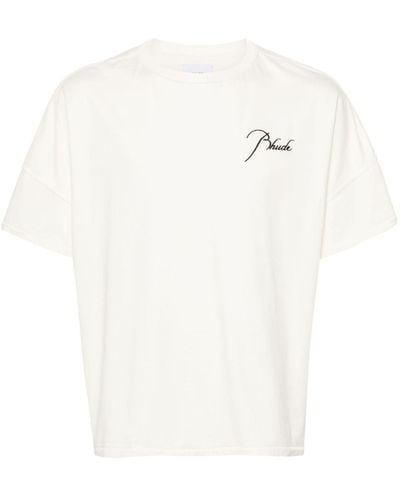 Rhude Reverse T-Shirt mit Logo-Stickerei - Weiß