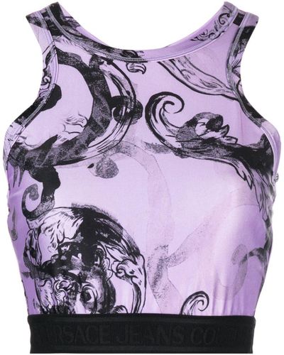 Versace Jeans Couture Cropped-Top mit Barock-Print - Lila