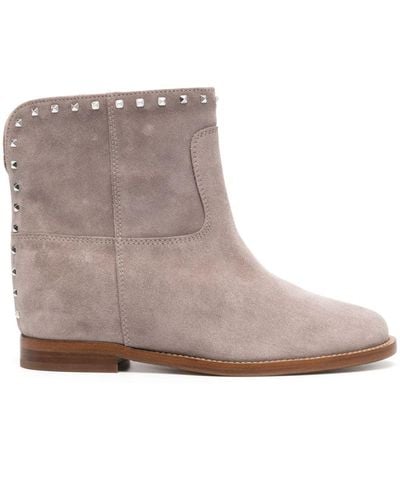 Via Roma 15 Studded Suede Boots - Brown