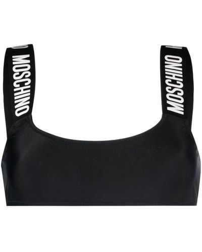 Moschino Haut de bikini à bande logo - Noir