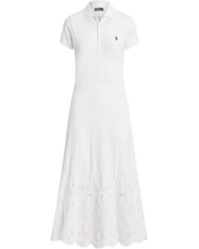 Polo Ralph Lauren Kleid mit Lochstickerei - Weiß