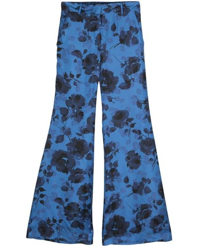 Alberto Biani Pantalones anchos con motivo floral - Azul