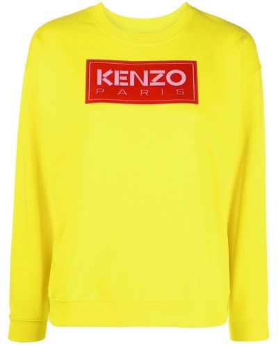 KENZO Logo-patch Crew-neck Sweatshirt - Yellow