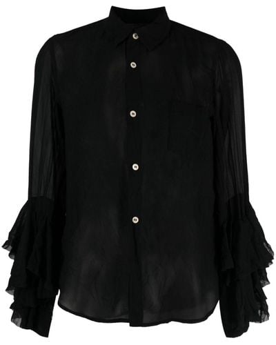 Comme des Garçons Ruffle-detailed Semi-sheer Shirt - Black
